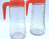Pair of Vintage TANG BREAKFAST DRINK Advertising Glass Pitchers Anchor Hocking