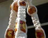 70s Hanging Ceramic Owl Macrame Rope Planter