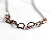 Heart Chain Necklace - Heart Chain on Oxidized Sterling Silver Chain - Unchained Melody - Gift For Her Under 25
