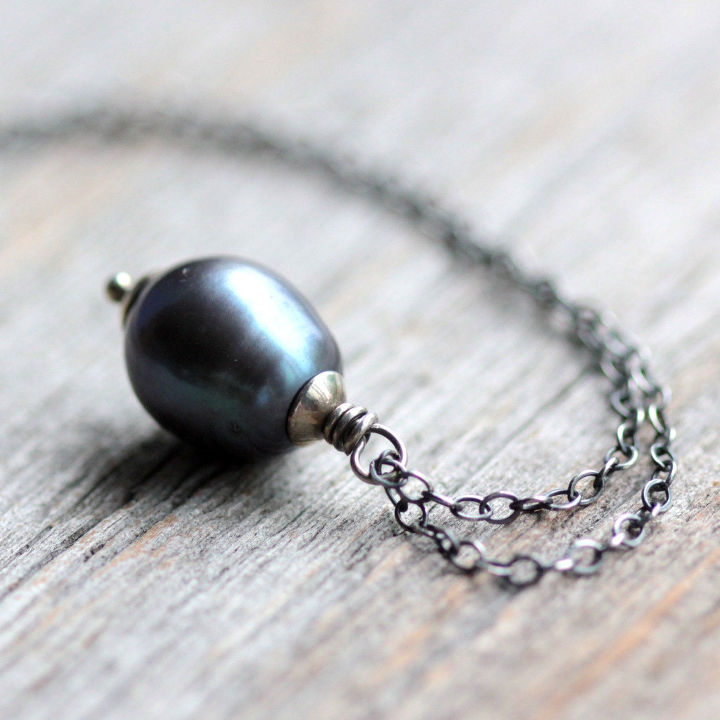 June Birthstone Pearl Necklace on Sterling Silver Chain - Tahiti - Freshwater Pearl Pendant Summer Fashion