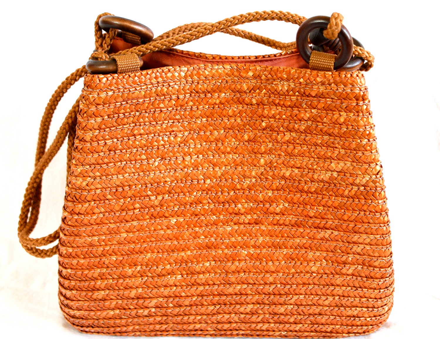1990s Vintage Wicker Woven Boho Beach Hand Bag