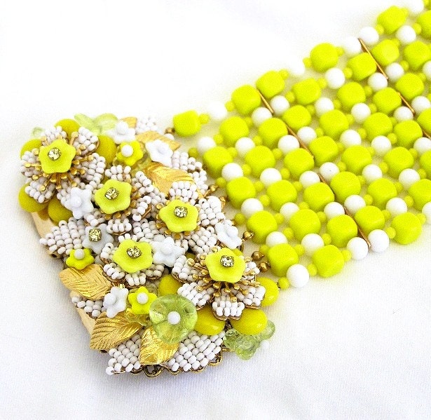 Stanley Hagler Ian St Gielar Wide Yellow Glass Bracelet
