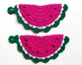 Crochet Watermelon Pot Holders Fruit Melon Hot Pad Potholder Handmade Kitchen Housewares Decor