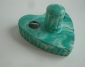 Mottled Vintage Melmac Cookie Cutter - Heart Shaped - Jade Green Swirls - Made in USA