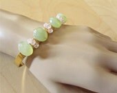 Peru Chalcedony Wire Wrapped Gold Bangle Bracelet