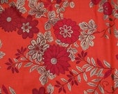 VTG fabric: orangey red with dark red & gold print