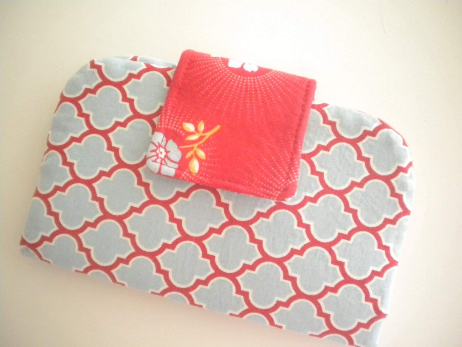 Womens Wallet Handmade Wallet Biflold Wallet Smart Phone Wallet in Blue Tiles