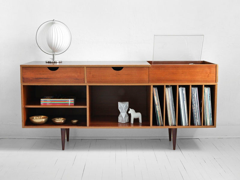 On Hold Until April 29th - Swedish Teak Record Cabinet - Credenza, Mid Century, Modern, Wood, Buffet, Dresser