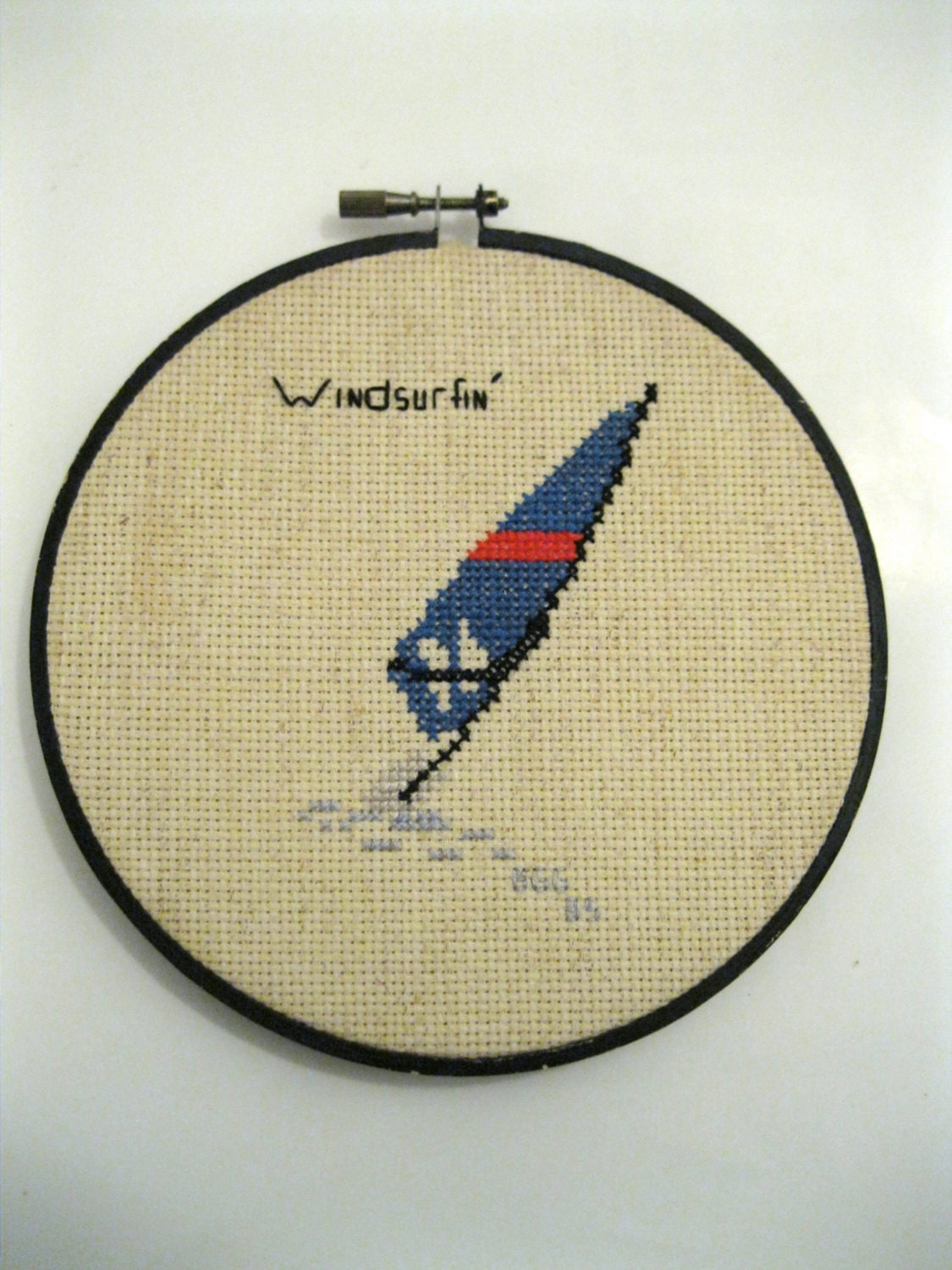 Windsurfing Cross Stitch - Windsurfin' Gift Surf Board Wall Art