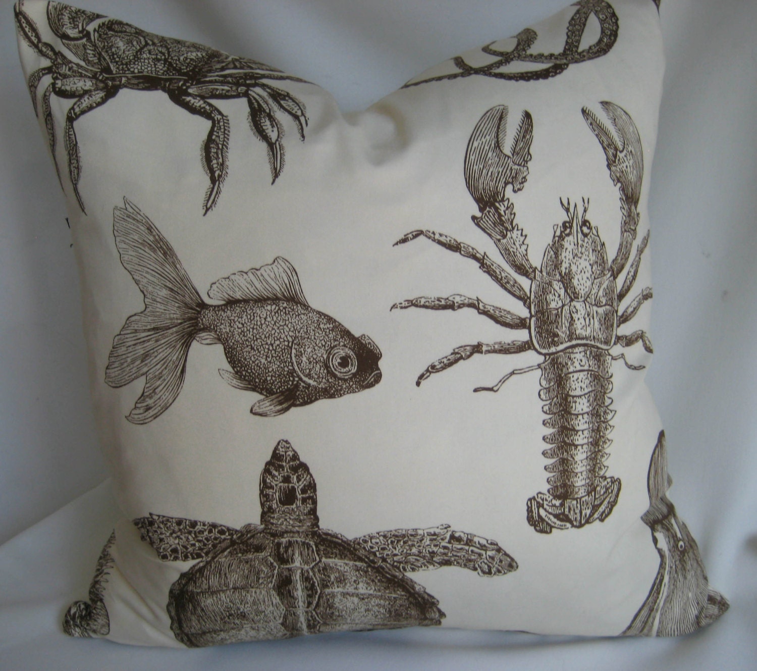 Sealife print pillow cover one 20 inch accent pillow toss pillow cover