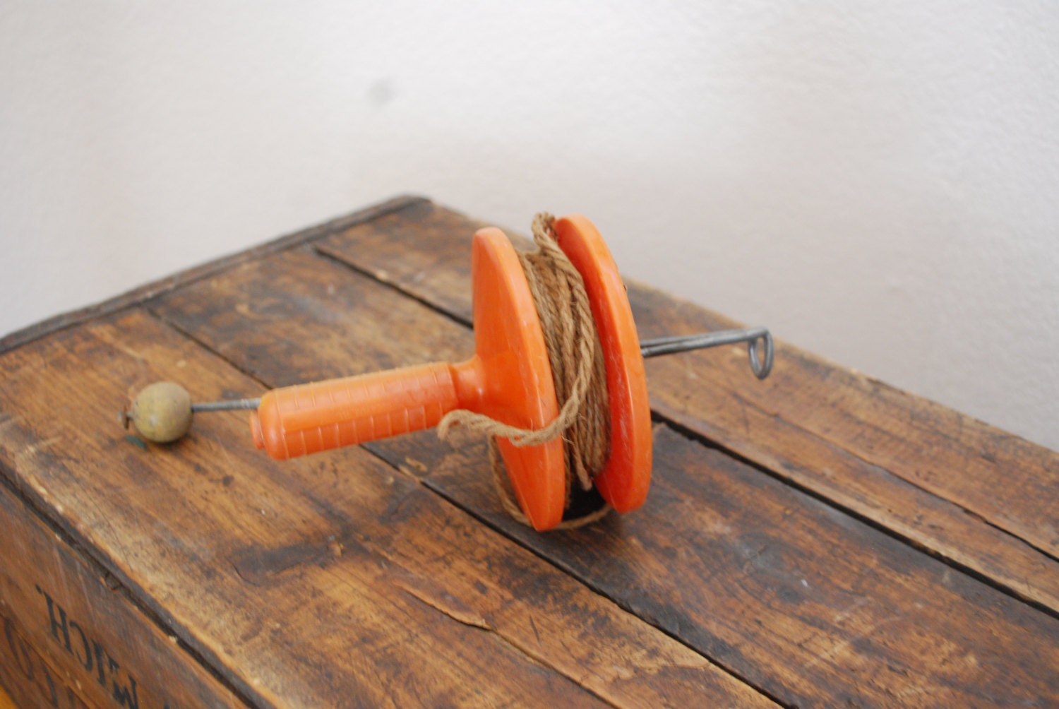 Kite String Winder Spool Toy Vintage Orange