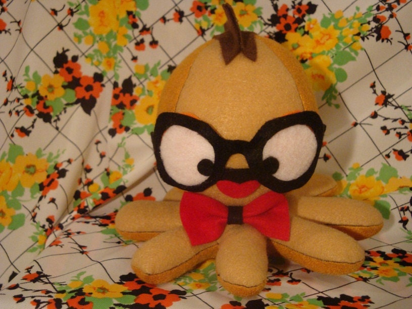 Max the Geeky Octopus - Complete with Glasses and Bowtie - Under the Sea - Dapper - Plush - Stuffed Toy - Punk