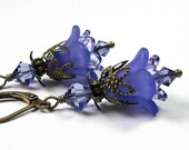 Purple Flower Earrings, Vintage Style Dangle Earrings, Swarovski Jewelry, Tanzanite, Bell Flowers, Romantic Jewelry, For Her