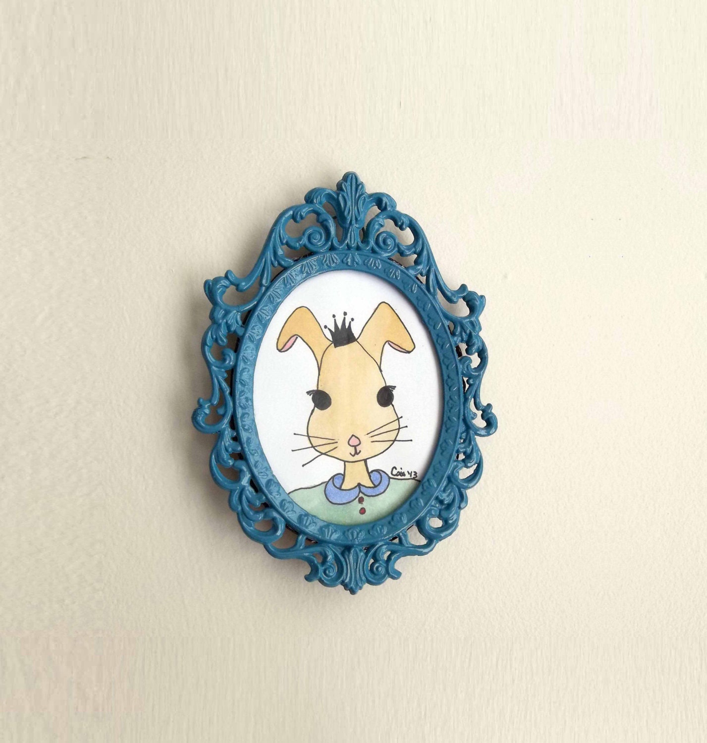 Framed Illustration for Baby/Child Room, Rabbit, Bunny, Crown, Princess