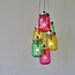 Candy Mason Jar Chandelier - Featuring 6 Painted Jars in Pink, Green, Yellow - Direct Hardwire Hanging Lighting Fixture - BootsNGus Lamps