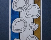 Bookmark -- original pen and ink abstract drawing, teal and ochre
