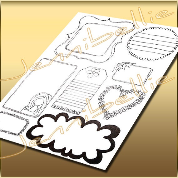 Colour Me In: Journal Spots, Digital Collage Sheet by Jennibellie