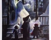 Mike Hoffman Spooky Halloween Trick or Treat Print GHOST HOUSE