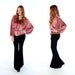 Vintage 80s Dusty Rose Velvet Peasant Blouse M L