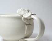 Personalized Coffee Mug or Tea Cup - your initial and a hand sculpted flower