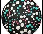 Black, White, Pink and Turquoise Polka Dotted Dresser Knob
