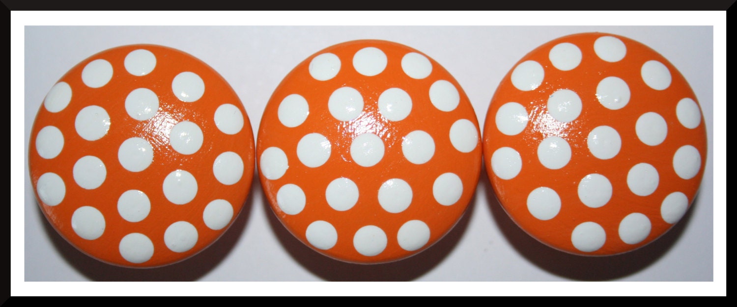Bright Orange with White Polka Dot Knobs-FREE GIFT WRAP