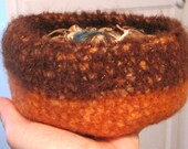 Brown and Orange Felted Bowl