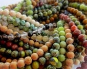 60 Gemstone Beads 6mm natural organic earth colors assorted stone beads jewelry supply  beadwork  G151