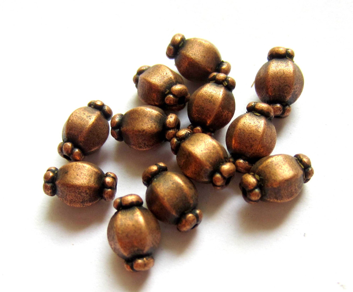 30 Antique copper metal beads spacers jewelry making supplies 7mm x 10mm  lead free nickle free F0527