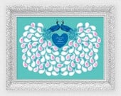 peacock party fingerprint or signature guest book - printable file
