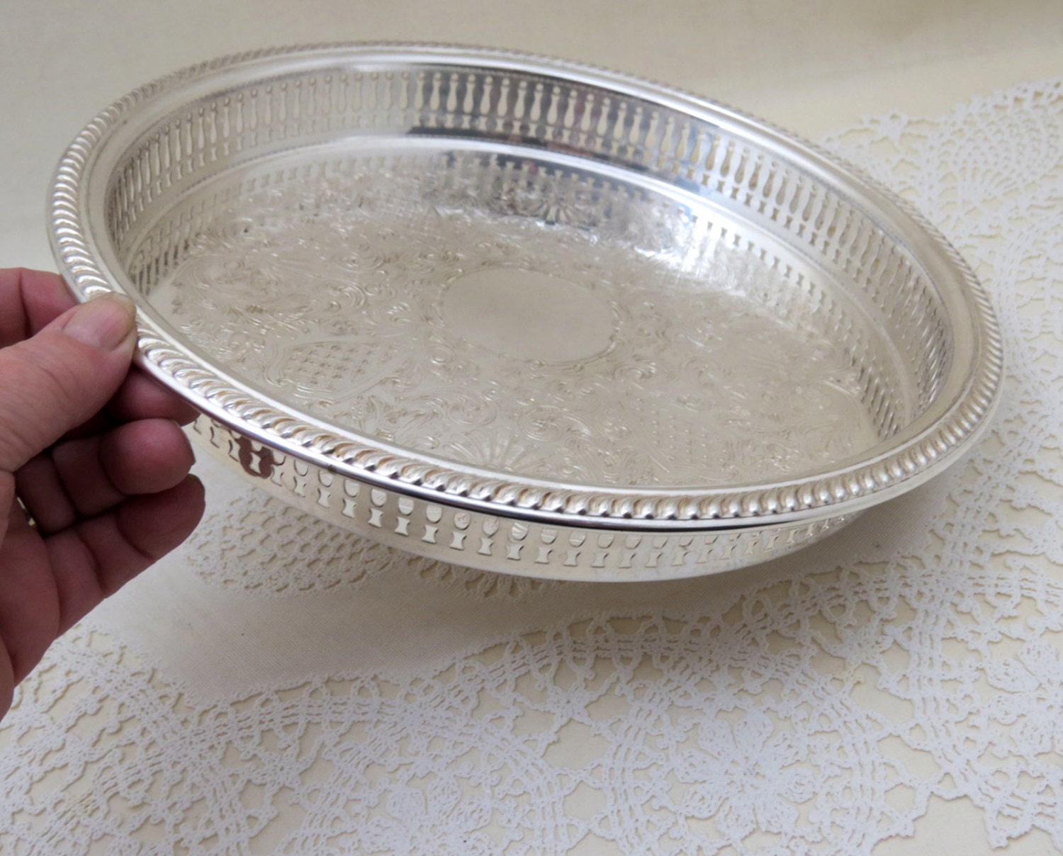 10" Silver Gallery Tray