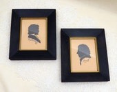 Beethovan & Mozart, Pair of Vintage Silhouettes Framed Under Glass
