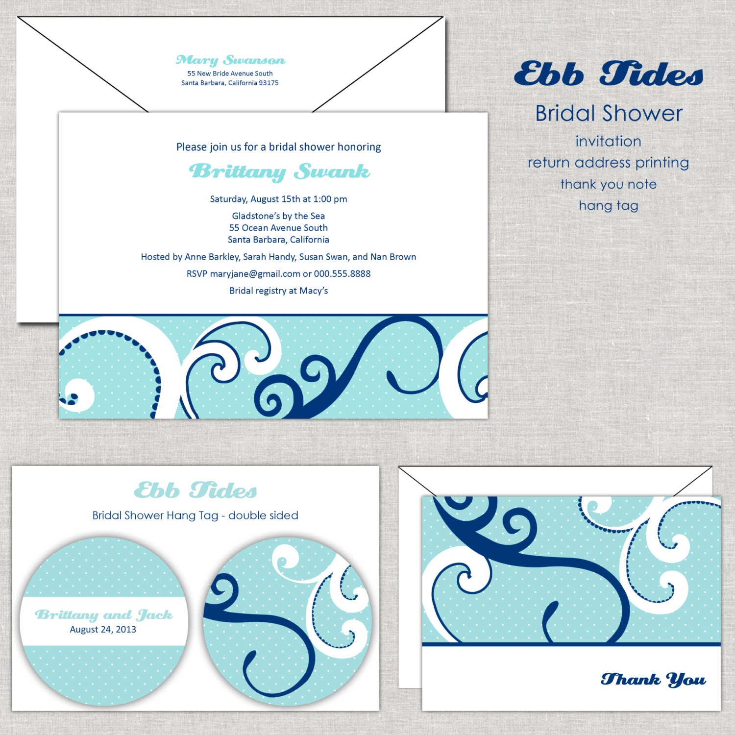Bridal Shower Invitation Ebb Tides Ocean Beach Waves Tropical Sea Sand Il_170x135