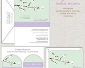 Cherry Blossom Bridal Shower Invitation in Mint & Lavender