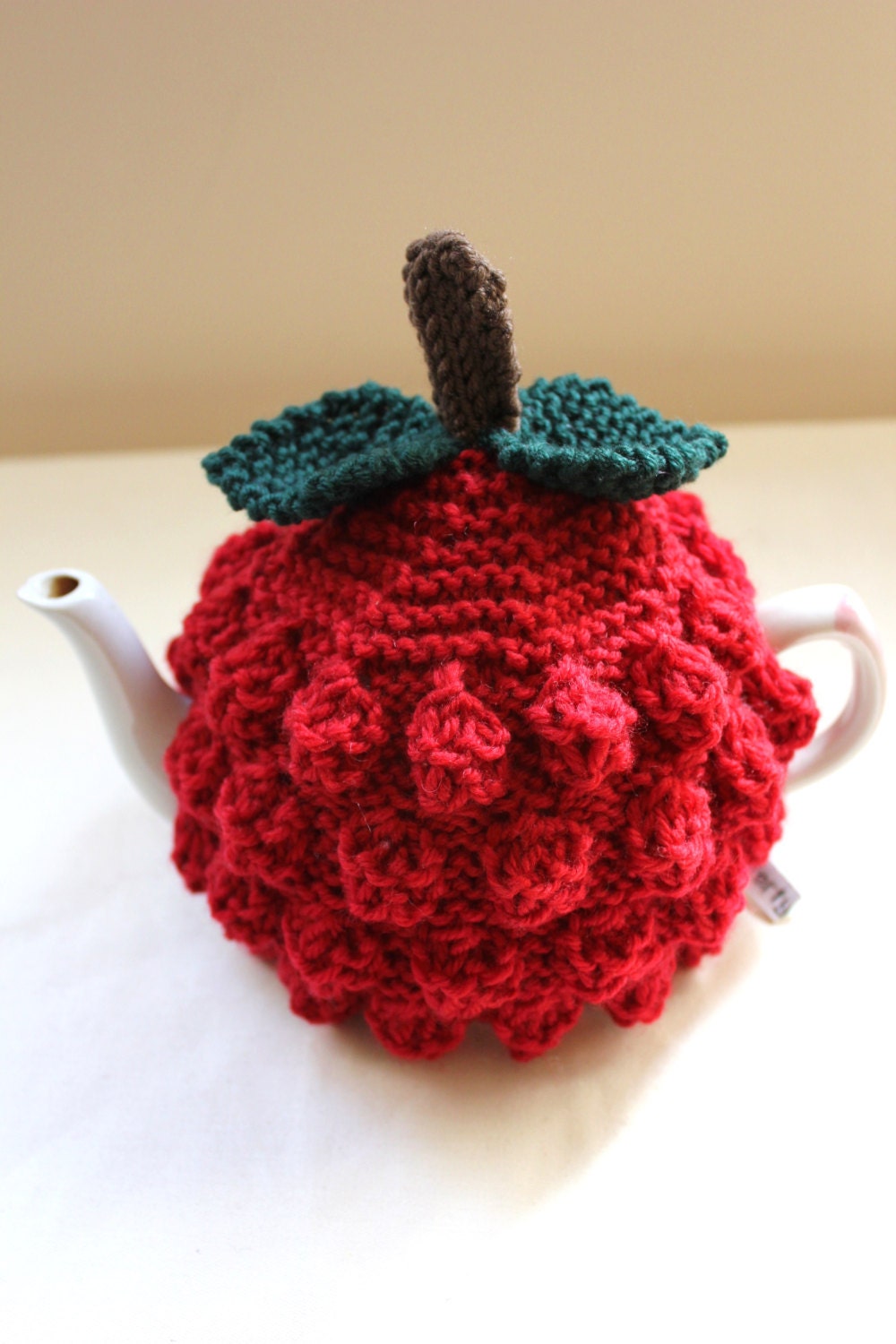 Raspberry Tea Cosy - Pure Merino Wool - Handknitted by Tafferty Designs - Size MEDIUM - Ready to Ship