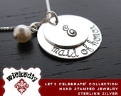 Let's Celebrate Collection - Carly bridal necklace (Maid of Honor, Bride, Bridesmaid) - Hand Stamped Necklace - Personalized Necklace