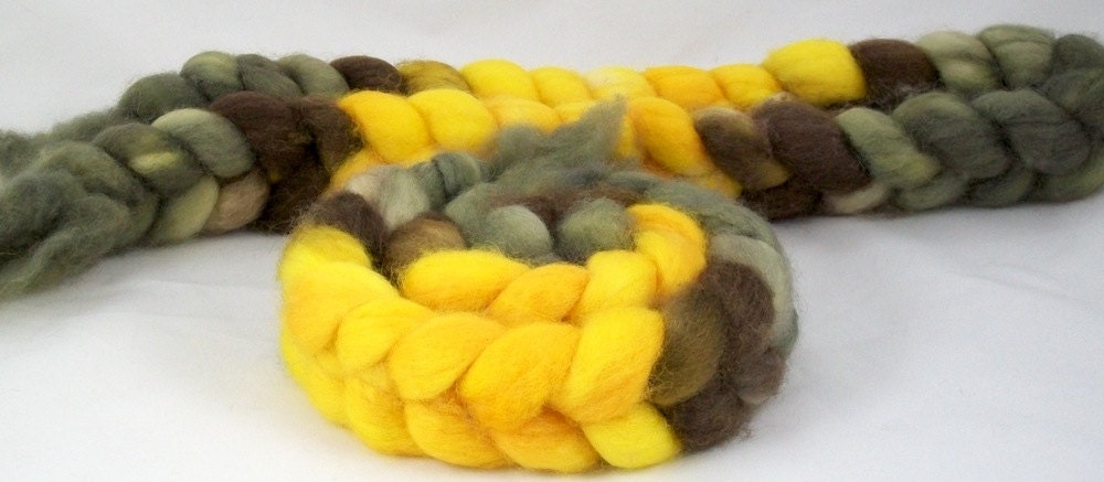 Sunflower Field/ Handpainted SW BFL Combed Top/ 4 oz.