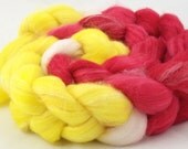 Strawberry Lemonade/ Handpainted SW Merino-Bamboo-Nylon Combed Top/ 4 oz.