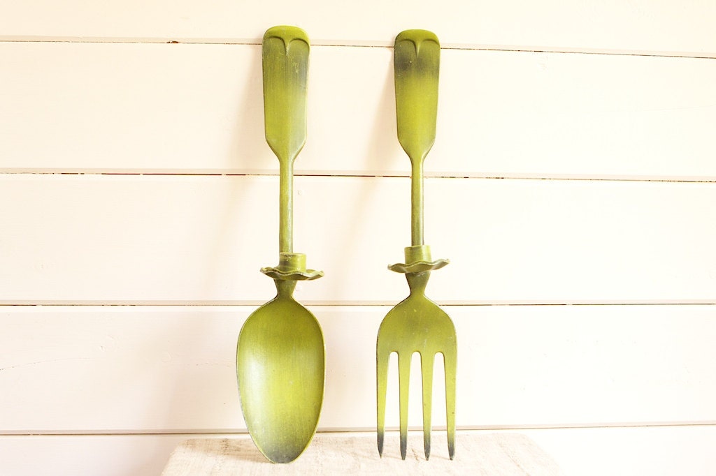 Vintage Wall Decor-Large Fork and Spoon Candle Holder