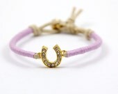Woven Friendship Bracelet - Horseshoe -- Lilac
