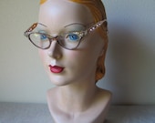 Vintage Shiny Copper Metal Framed Eyeglasses with Cut Outs and Rhinestones - LessThanPerfect