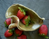 Ceramic Leaf Bowl, Dish, Wood Fired - Wintergreen