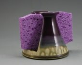 Pottery sponge holder Handmade Fern Green and Purple Sponge Holder by Mark Hudak