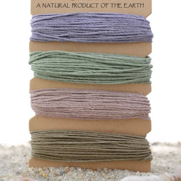 Hemp Twine, Vintage Colors, 1mm,  120 Feet, Eco Friendly Cord, Colored Hemp Cord, Hemp Cord Card Set