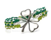 Shamrock  Bracelet,  Four Leaf Clover, St Patricks Day, Irish Bracelet, St paddys Day, Shamrock Gifts - HempBeadery