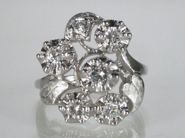 Fine Vintage Diamond Cocktail Ring - 0.83 Carats Total Weight