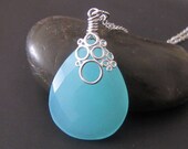 Blue Chalcedony necklace in white gold (N100)