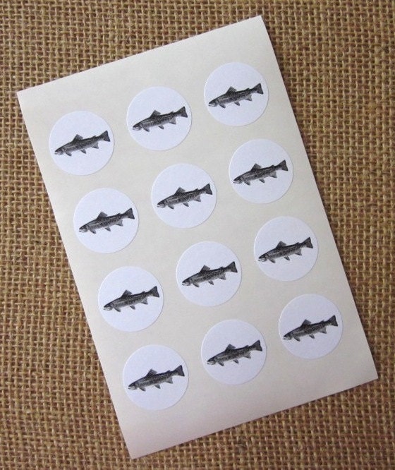 Fish Trout Stickers One Inch Round Seals