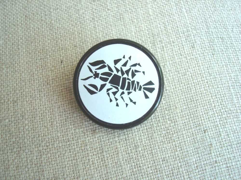 Cancer the Crab astrology vintage button, zodiac sign June July, Czech glass button