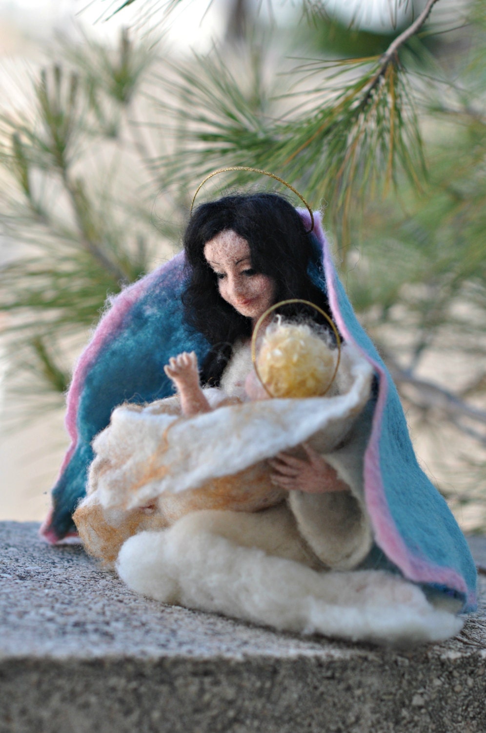 Needle felted Nativity  .Saint Mary. Needle felt by Daria Lvovsky